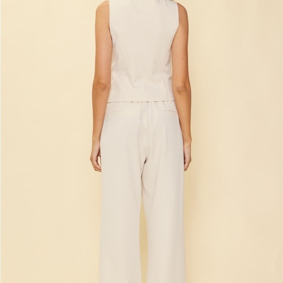 Skies Are Blue Pleated Front High Rise Wide Leg Cream Neutral Trousers - Picture 4 of 16